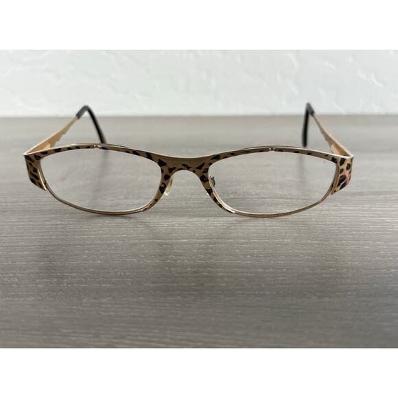 Vintage Cazal Eyeglass Frames Leopard Print Gold Zig Zag Arms Women’s Designer - Picture 3 of 5